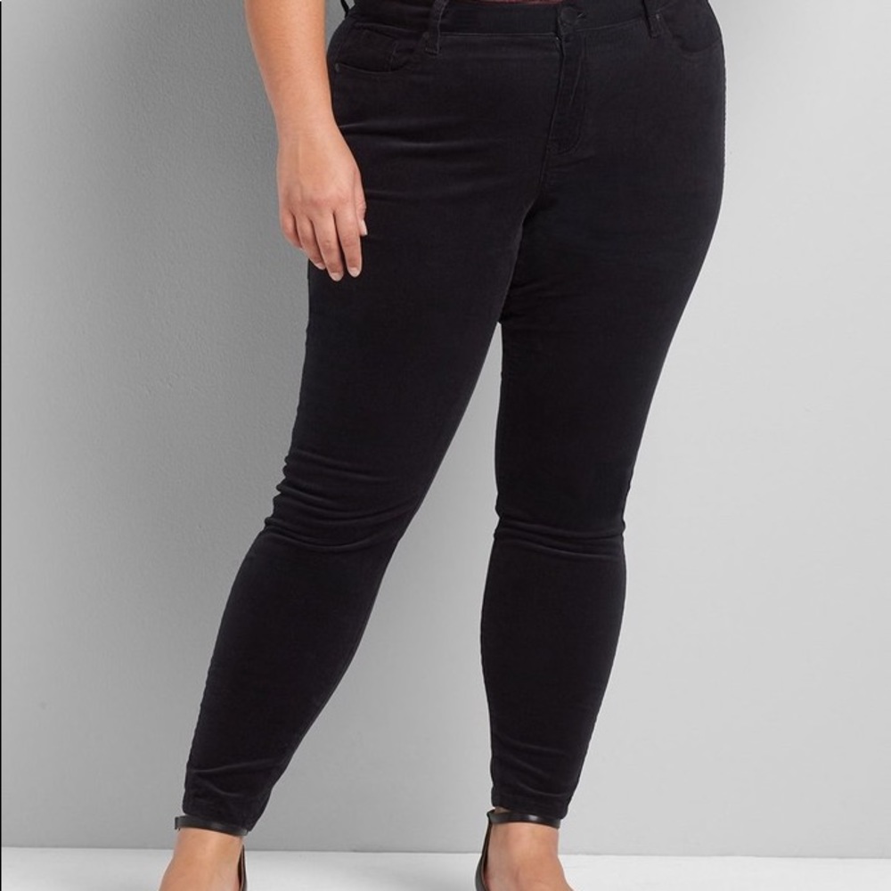 Lane Bryant Signature Fit Black Corduroy Skinny Pant